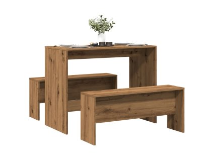 vidaXL 3dílná sada jídelního stolu a lavic dub artisan kompozit