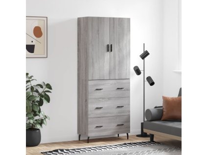vidaXL Skříň highboard šedá sonoma 69,5 x 34 x 180 cm kompozitní dřevo