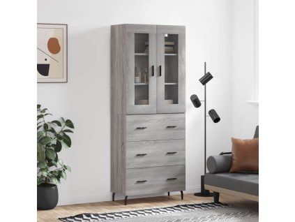 vidaXL Skříň highboard šedá sonoma 69,5 x 34 x 180 cm kompozitní dřevo