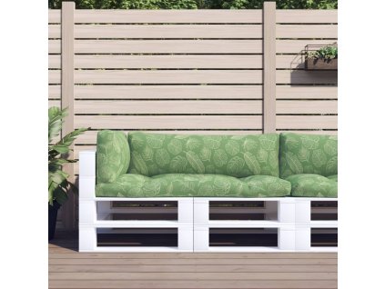 vidaXL Podušky na nábytek z palet 3 ks vzor listů oxfordská tkanina