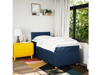 vidaXL Box spring postel s matrací modrá 80x200 cm textil