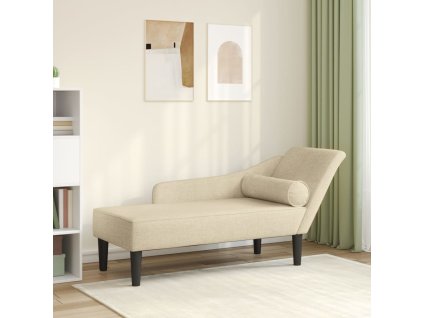 vidaXL Lenoška s poduškami krémová textil