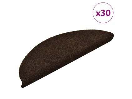 vidaXL Schodové rohože samolepicí 30 ks 56 x 17 x 3 cm tmavě hnědé půlkulaté