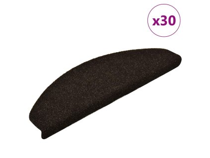 vidaXL Schodové rohože samolepicí 30 ks 65 x 21 x 4 cm tmavě hnědé, půlkulaté, velké
