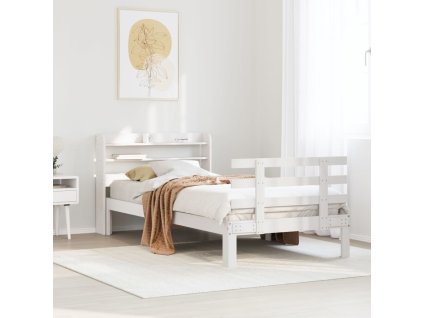 vidaXL Rám postele s čelem bílý 75 x 190 cm masivní borovice