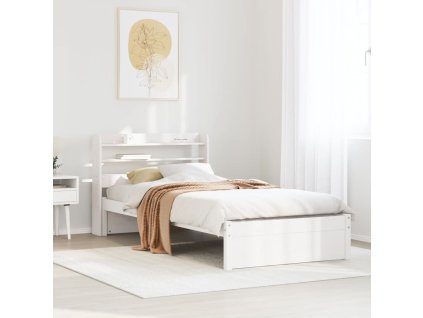 vidaXL Rám postele s čelem bílý 75 x 190 cm masivní borovice