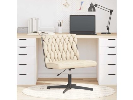 vidaXL Otočná kancelářská židle krémová textil