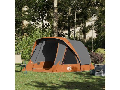 vidaXL Kempingový stan kabinový 4 osoby šedý a oranžový nepromokavý