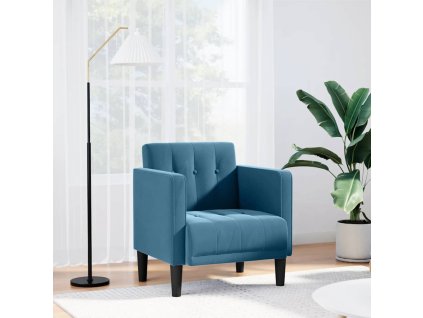 vidaXL Rozkládací křeslo s područkami, modré, 53 cm, samet