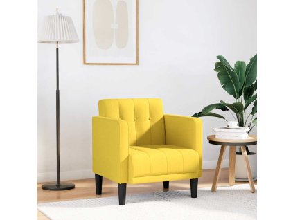 vidaXL Rozkládací křeslo s područkami, světle žluté, 53 cm, látka