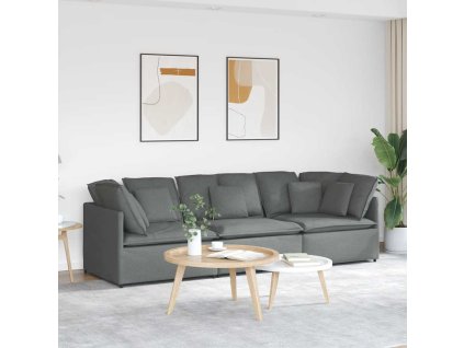 vidaXL Modulární pohovka s polštáři textil tmavě šedá