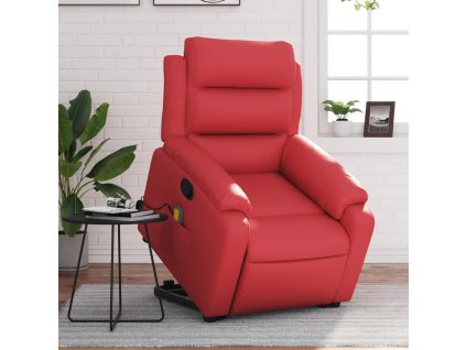 vidaXL Zvedací masážní polohovací křeslo červené umělá kůže