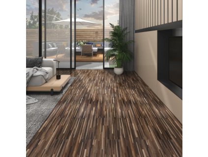 vidaXL Podlahová krytina PVC 5,02 m² 2 mm samolepicí pruhovaná hnědá