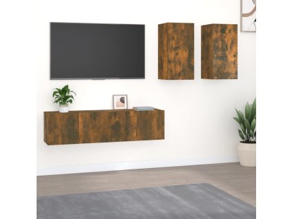 vidaXL 4dílný set TV skříněk kouřový dub kompozitní dřevo