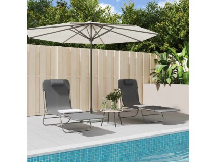 vidaXL Skládací lehátka 2 ks šedá textilen a ocel