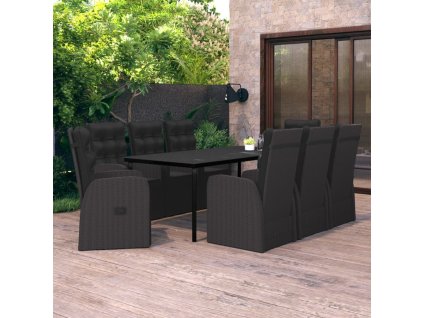 vidaXL 9dílný zahradní jídelní set s poduškami černý