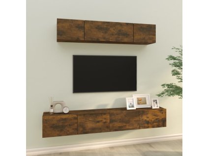 vidaXL 4dílný set TV skříněk kouřový dub kompozitní dřevo