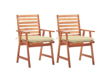 vidaXL Zahradní jídelní židle 2 ks s poduškami masivní akáciové dřevo