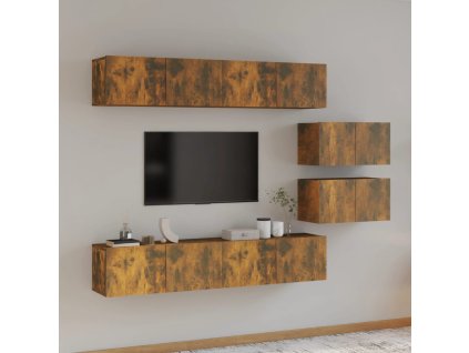 vidaXL 6dílný set TV skříněk kouřový dub kompozitní dřevo