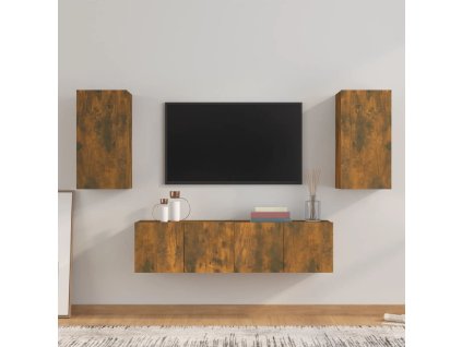 vidaXL 4dílný set TV skříněk kouřový dub kompozitní dřevo