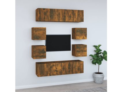 vidaXL 8dílný set TV skříněk kouřový dub kompozitní dřevo