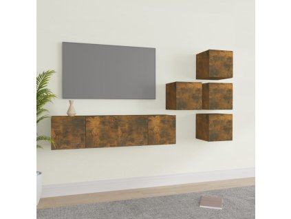 vidaXL 6dílný set TV skříněk kouřový dub kompozitní dřevo