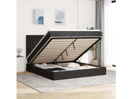 vidaXL Osmanský rám postele s matrací černý 200x200cm samet