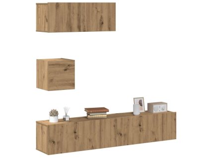 vidaXL Sada 4 kusů nástěnné TV skříňka dub artisan kompozitní dřevo