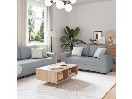 vidaXL 3dílná sedací souprava s poduškami světle šedá textil