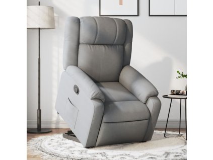 vidaXL Zvedací polohovací křeslo světle šedé textil