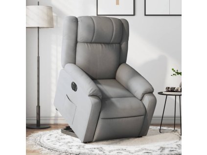 vidaXL Elektrické zvedací polohovací křeslo světle šedé textil
