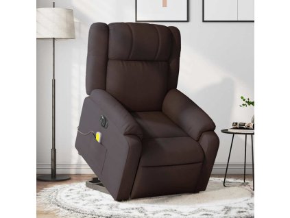 vidaXL Elektrické zvedací masážní polohovací křeslo tmavě hnědé textil