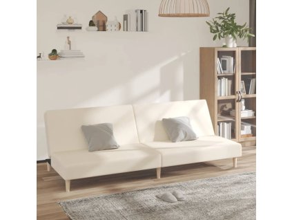 vidaXL 2místná rozkládací pohovka krémová textil