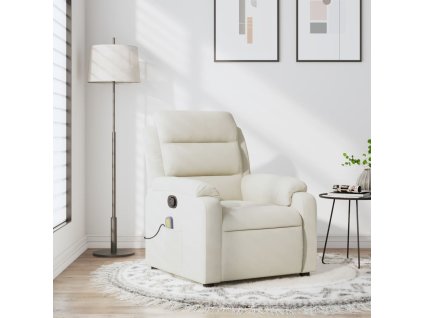 vidaXL Masážní polohovací křeslo krémové samet