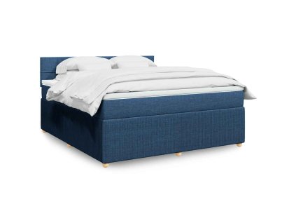 vidaXL Box spring postel s matrací modrá 180x200 cm textil