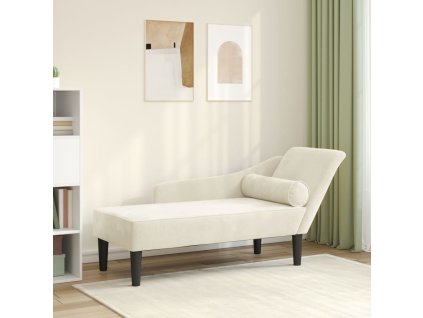 vidaXL Lenoška s poduškami krémová samet