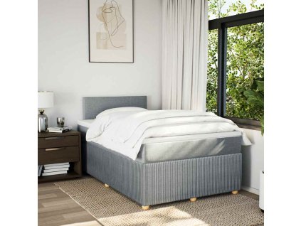 vidaXL Box spring postel s matrací světle šedá 120x190 cm textil