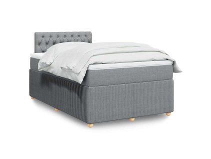 vidaXL Box spring postel s matrací světle šedá 120x190 cm textil