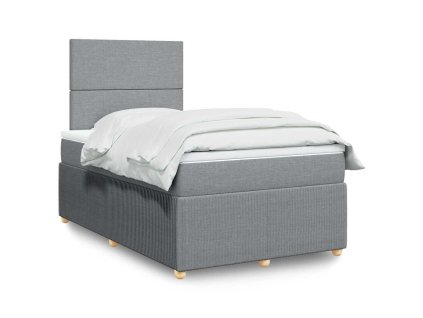 vidaXL Box spring postel s matrací světle šedá 120x190 cm textil