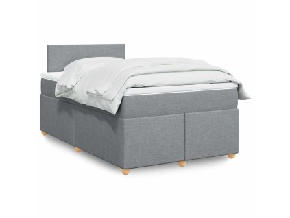 vidaXL Box spring postel s matrací světle šedá 120x190 cm textil