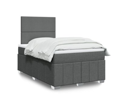 vidaXL Box spring postel s matrací tmavě šedá 120x190 cm textil