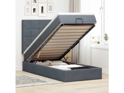 vidaXL Osmanský rám postele s matracemi tmavě šedá 90x200cm samet