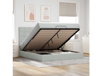 vidaXL Osmanský rám postele s matracíes světle šedá 160x200cm samet