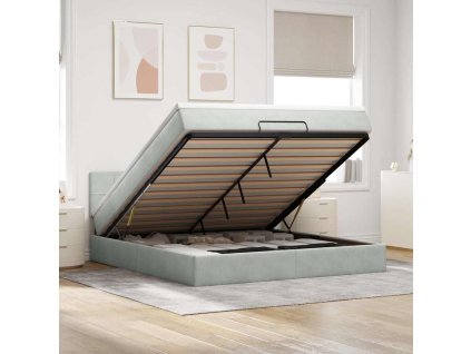 vidaXL Osmanský rám postele s matrací světle šedá 160x200cm samet