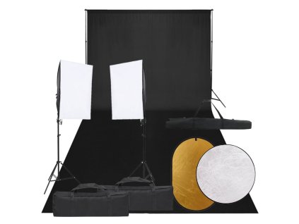 vidaXL Ateliérové vybavení sada se světly, pozadím a odraznou deskou