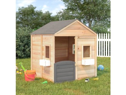 vidaXL Domeček s uzamykatelnými dveřmi a květináči masivní jedle