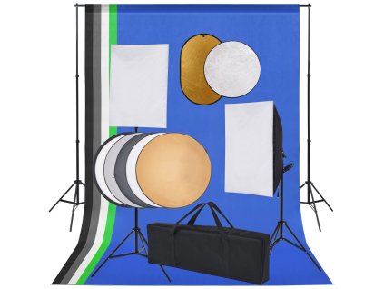 vidaXL Foto studio set se softboxy, fotopozadím a odraznou deskou