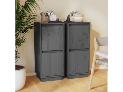 vidaXL Příborníky 2 ks šedé 31,5 x 34 x 75 cm masivní borové dřevo