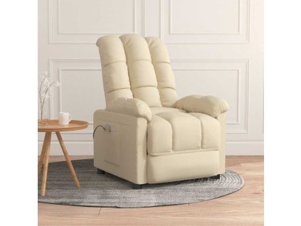 vidaXL Masážní křeslo krémové textil