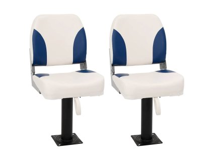vidaXL Skládací sada 2 lodních sedadel modrobílá 41 x 36 x 48 cm